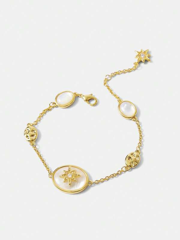 Pulseira Femina Estrela do Mar Dourada em Aço Inox Banhada a Ouro 18 K - Semi Joia Fashion Premium - Boutique do Encanto Pulseiras