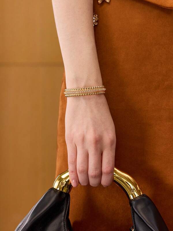 Pulseira Feminina Multicamadas Dourada em Aço Inox Banhada a Ouro 18K | Semi-Joia Premium Antialérgica - Boutique do Encanto Pulseiras