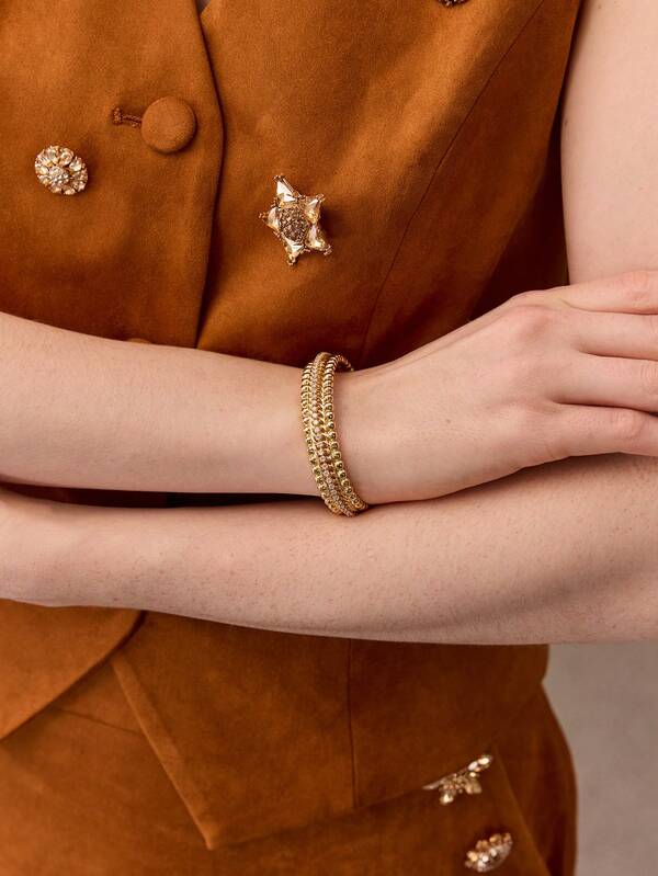 Pulseira Feminina Multicamadas Dourada em Aço Inox Banhada a Ouro 18K | Semi-Joia Premium Antialérgica - Boutique do Encanto Pulseiras