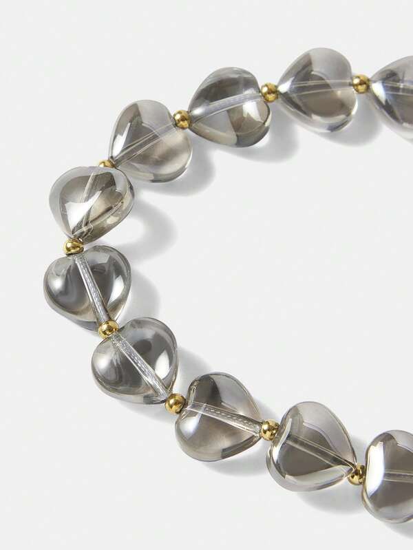 Pulseira Feminina de Corações em Aço Inox com Pingente Serpente Banhada a Ouro 18 K -Semi Joia Premium Fashion - Boutique do Encanto Pulseiras