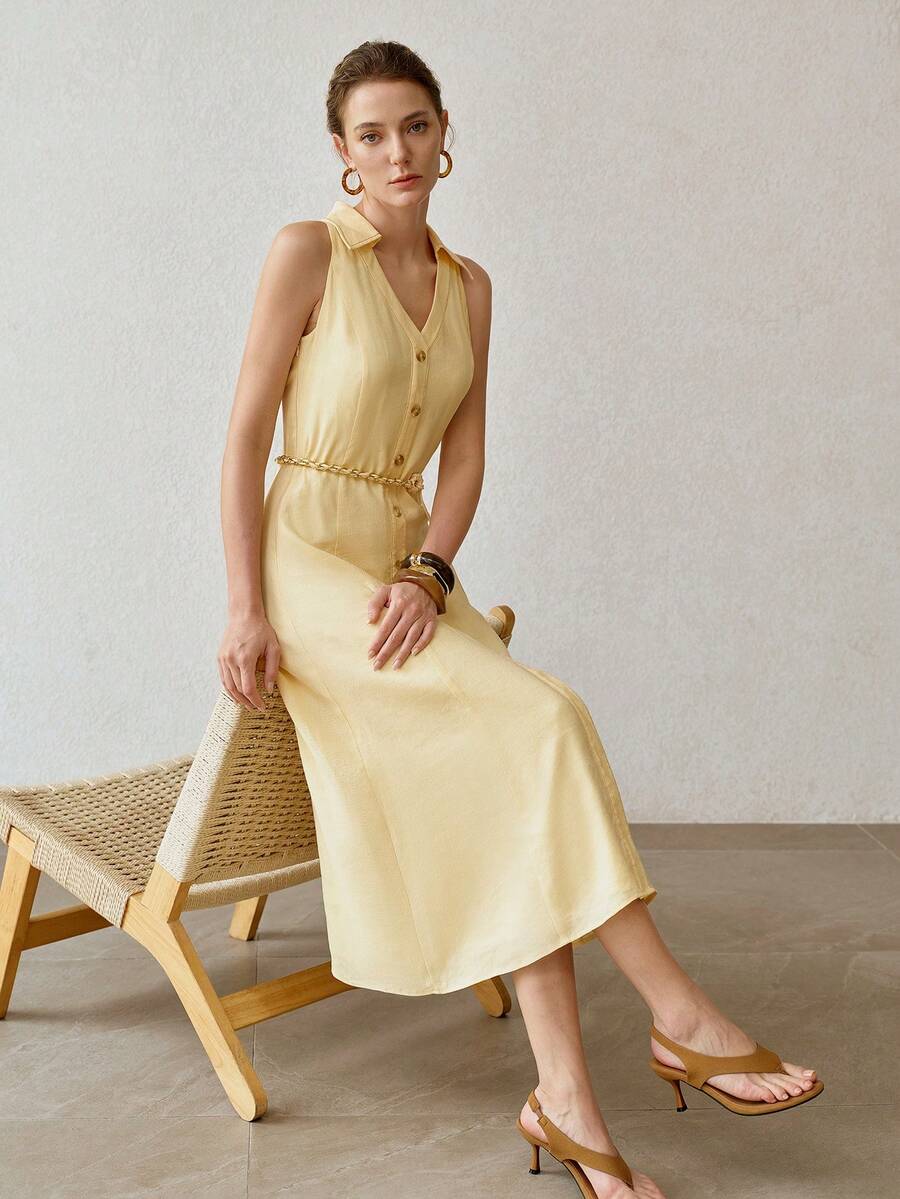 Vestido Baunilha Pastel com saia evasê e caimento leve