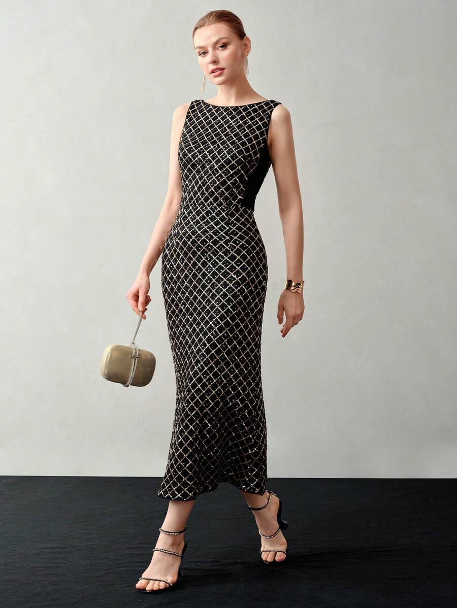 Vestido Midi Feminino Preto com desenhos bordados – Elegante- Verão 2027 - Boutique do Encanto