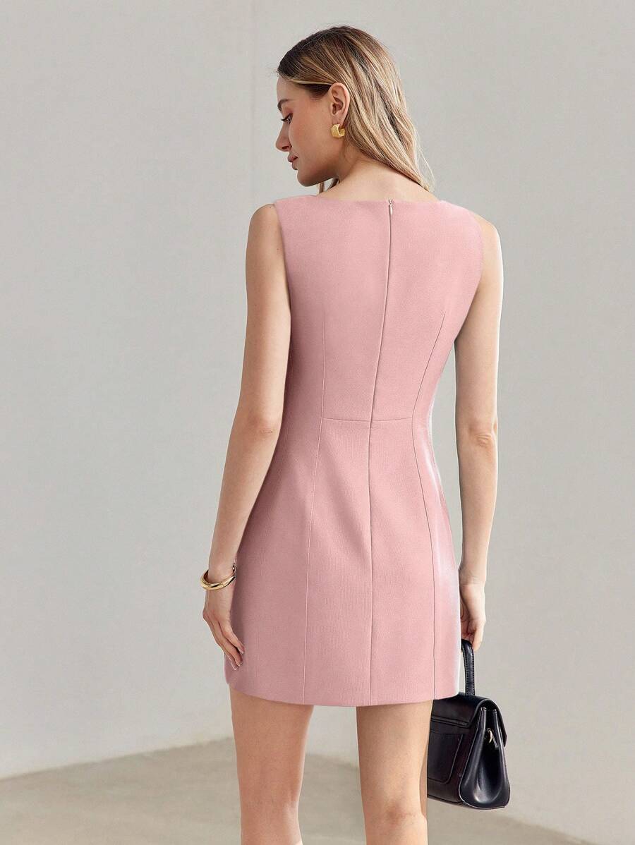 Vestido mini tubinho Rosa Antigo feminino com bolsos – Boutique do Encanto