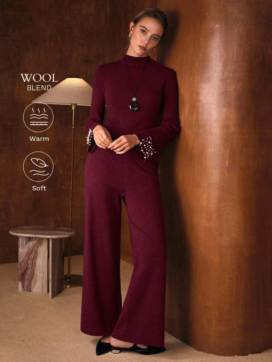 conjunto feminino boutique tricô premium com calça pantalona