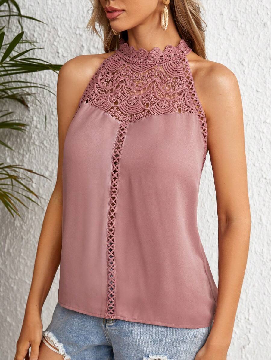 Blusa Feminina Elegante - Painel de Renda Guipure