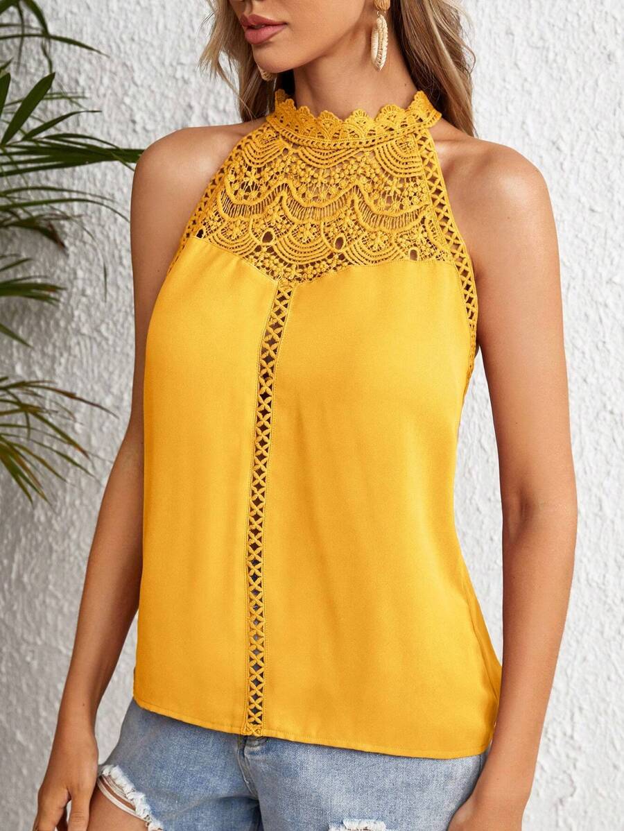 Blusa Feminina Elegante - Painel de Renda Guipure