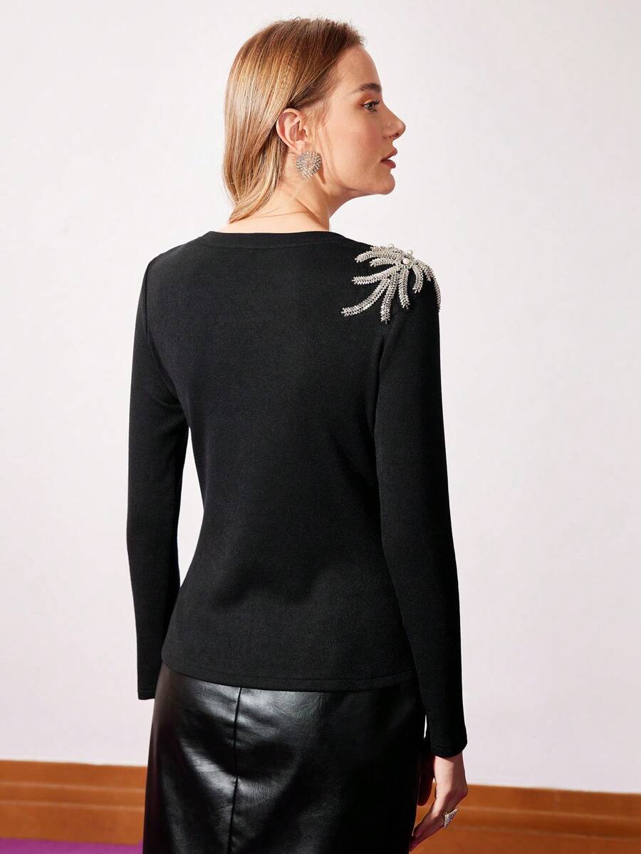 Blusa Feminina Elegante - Bordado com Missangas