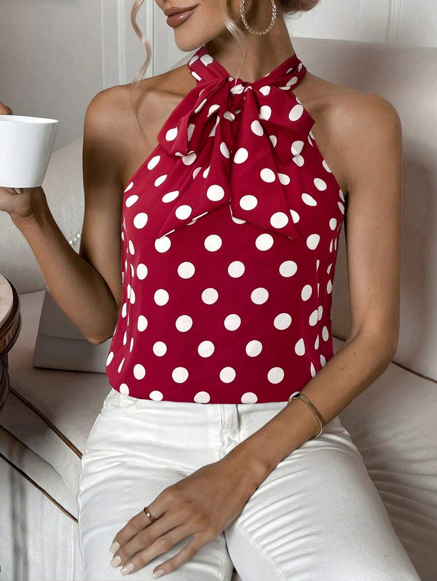 Top Elegante de Verão - Design com Poá e Amarração