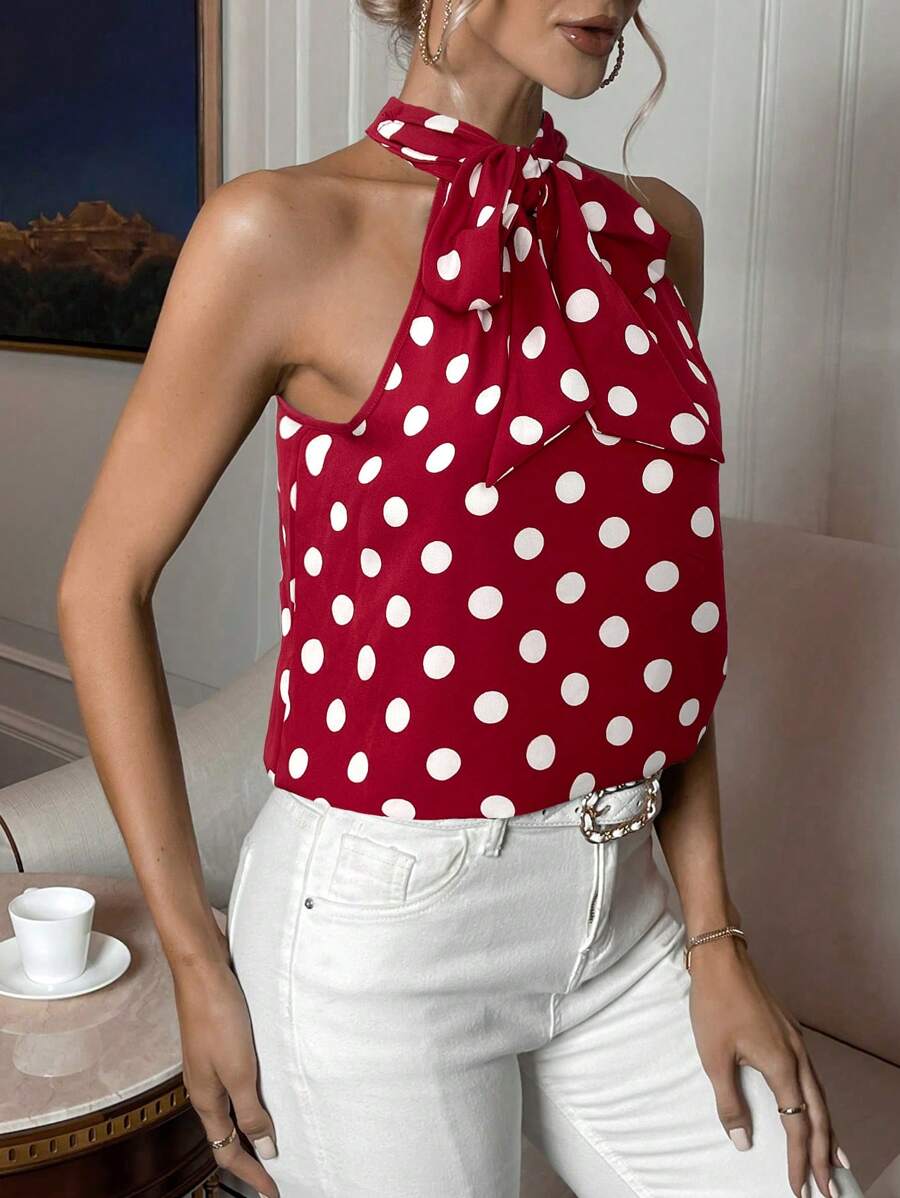 Top Elegante de Verão - Design com Poá e Amarração