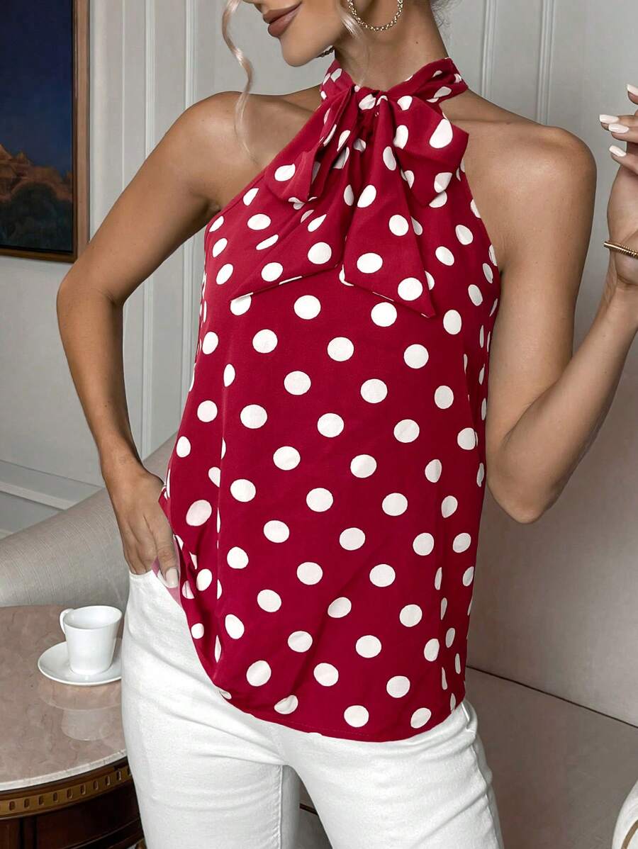 Top Elegante de Verão - Design com Poá e Amarração