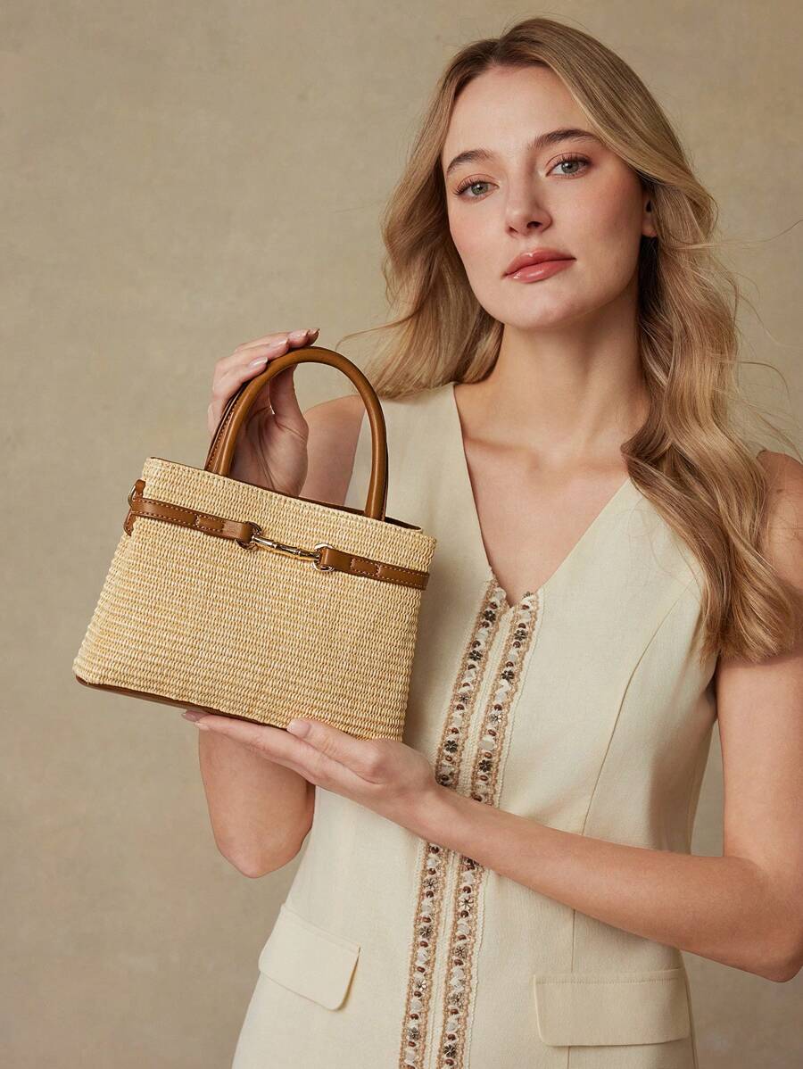 Bolsa Feminina Estruturada em Trama Natural com varios cores – Verão 2027