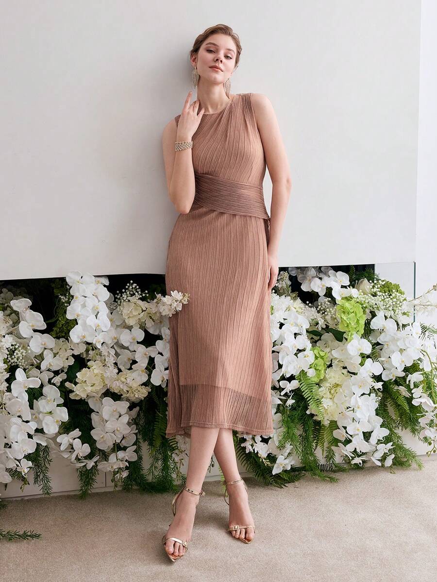 Vestido Sem Mangas Premium - Textura Fluida