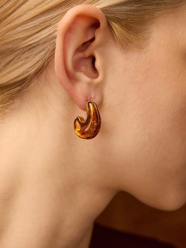 Brinco Feminino Acreilico Geómetrico Oval Marrom Transparente - Fashion Casual Premium - Boutique do Encanto Brincos