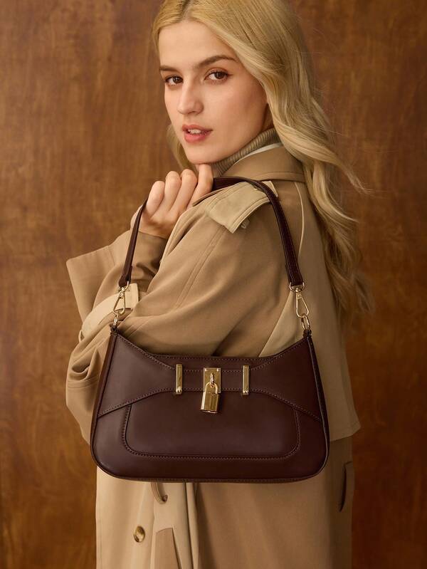 Bolsa Feminina Elegante e Básica em Couro PU - Alça de Cadeia - Coleção Urban Chic - Boutique do Encanto Bolsas