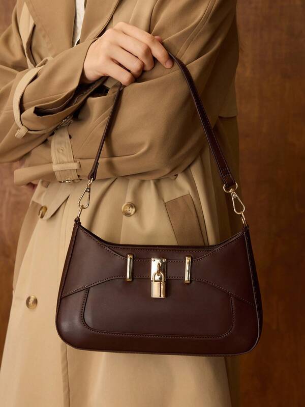 Bolsa Feminina Elegante e Básica em Couro PU - Alça de Cadeia - Coleção Urban Chic - Boutique do Encanto Bolsas