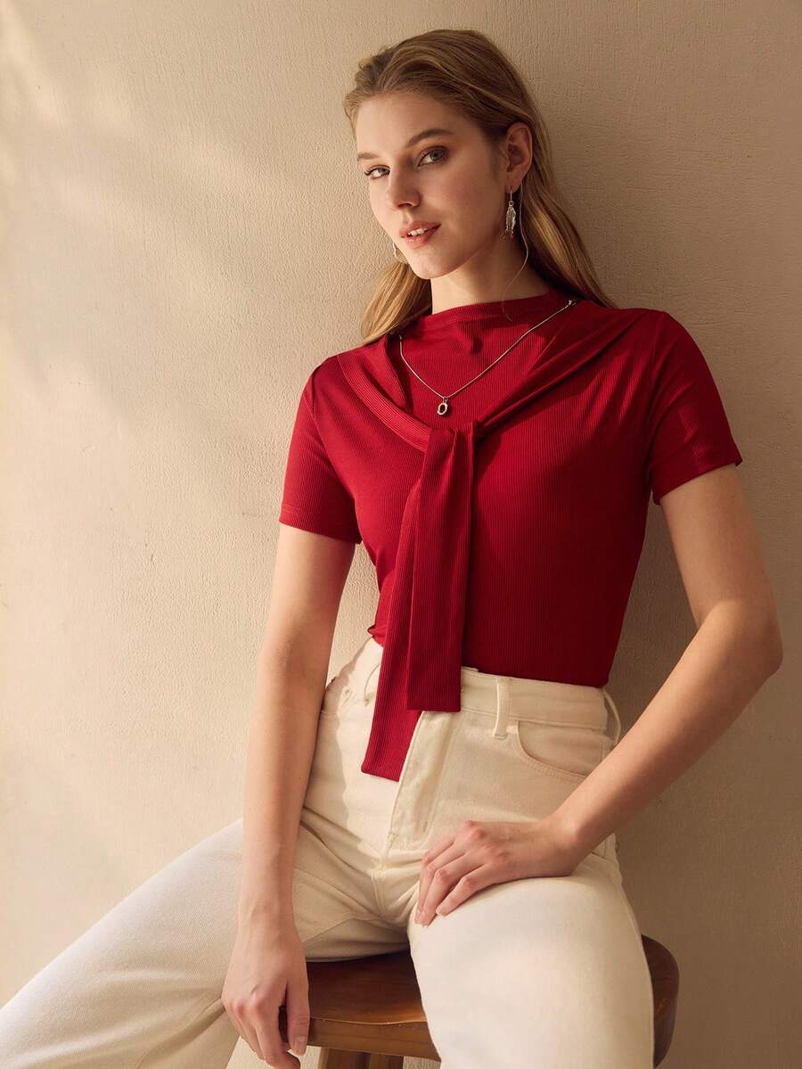 Blusa Canelada com Laço Feminina Elegante | Boutique