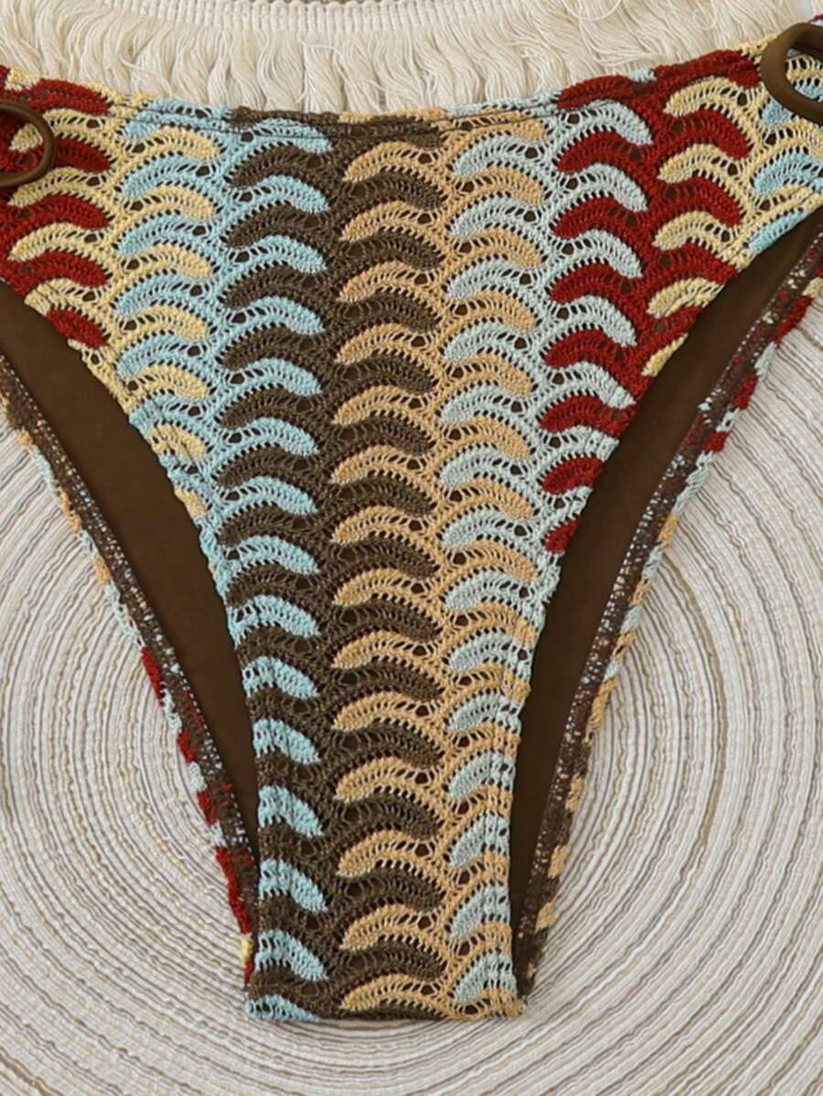 Conjunto de Praia Feminino - Tecido de Crochê Texturizado