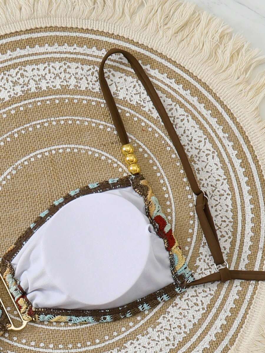Conjunto de Praia Feminino - Tecido de Crochê Texturizado