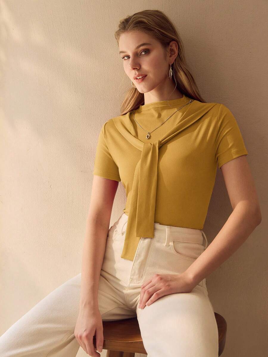 Blusa Canelada com Laço Feminina Elegante | Boutique
