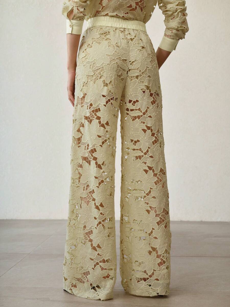 Calça Reta Feminina - Renda Guipure Premium