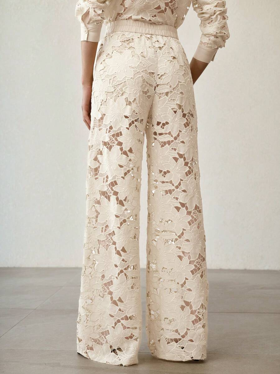 Calça Reta Feminina - Renda Guipure Premium