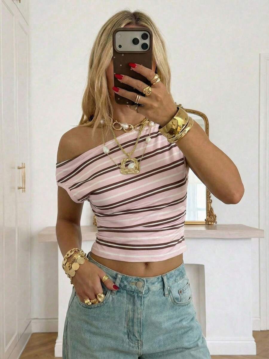 Top Cropped Feminino - Estilo Minimalista Chic com Estampa Poá