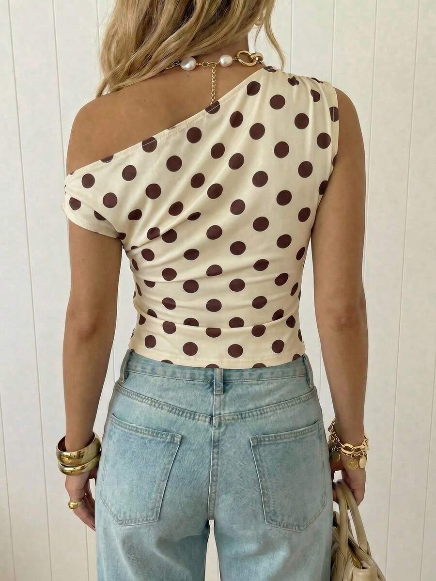 Top Cropped Feminino - Estilo Minimalista Chic com Estampa Poá