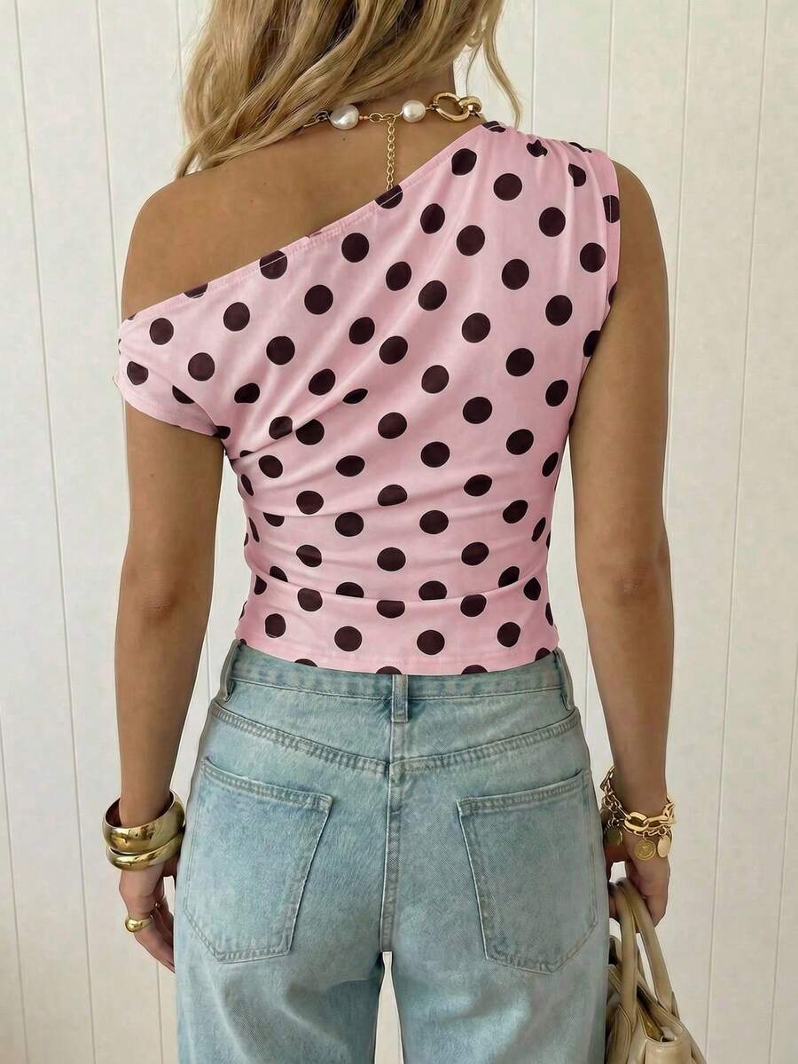 Top Cropped Feminino - Estilo Minimalista Chic com Estampa Poá