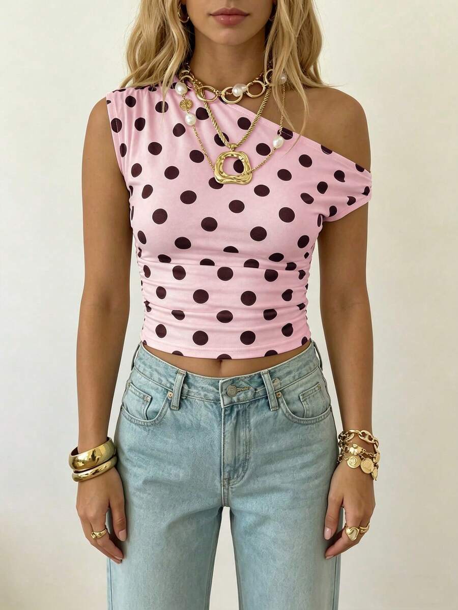 Top Cropped Feminino - Estilo Minimalista Chic com Estampa Poá