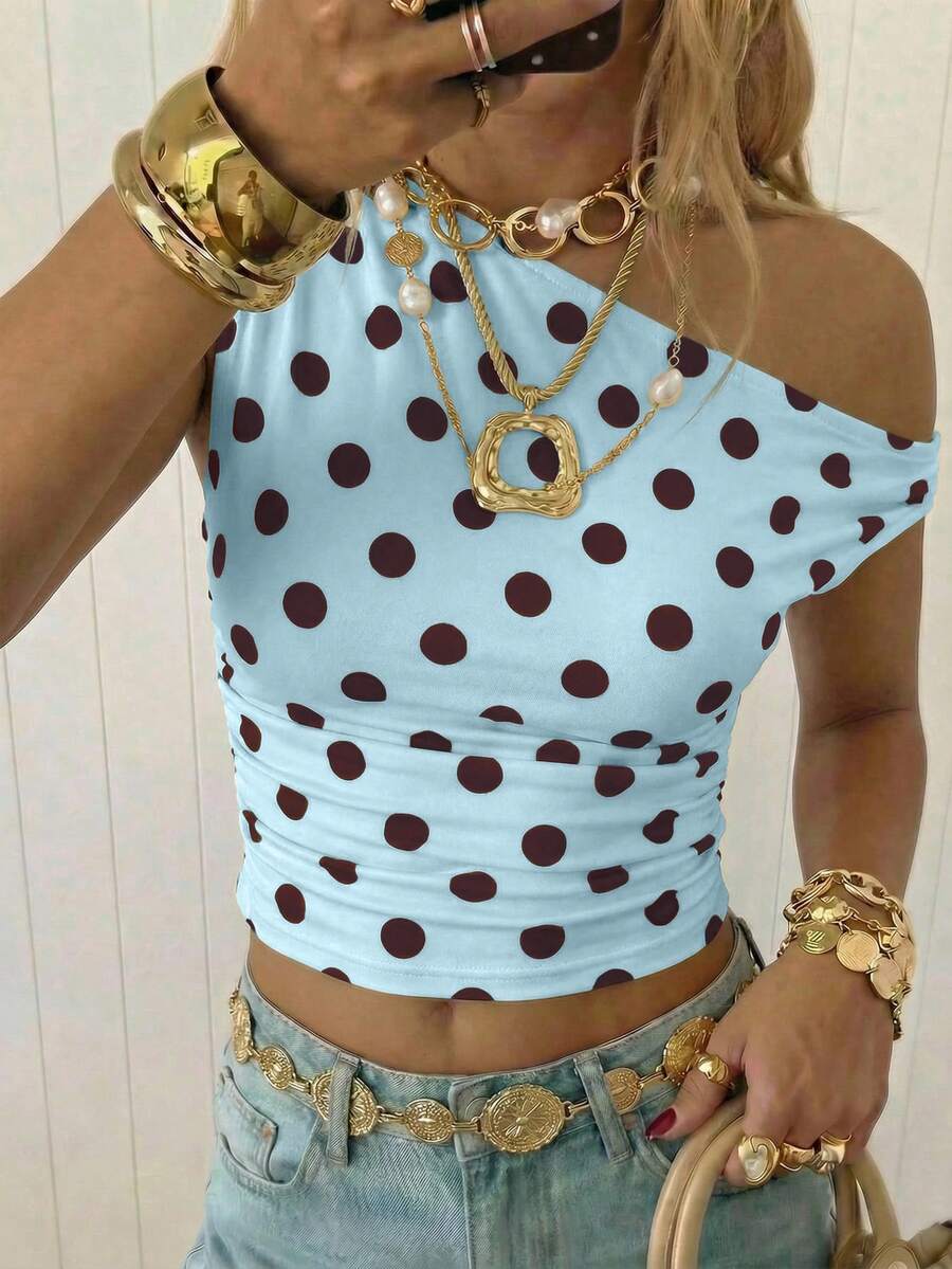 Top Cropped Feminino - Estilo Minimalista Chic com Estampa Poá
