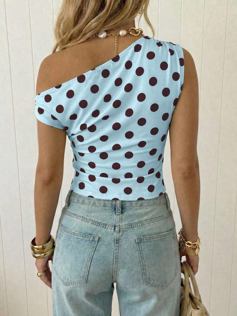 Top Cropped Feminino - Estilo Minimalista Chic com Estampa Poá