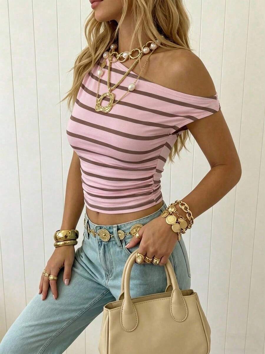Top Cropped Feminino - Estilo Minimalista Chic com Estampa Poá