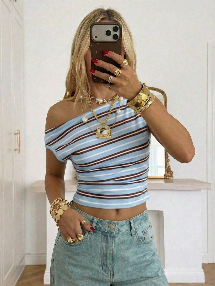 Top Cropped Feminino - Estilo Minimalista Chic com Estampa Poá