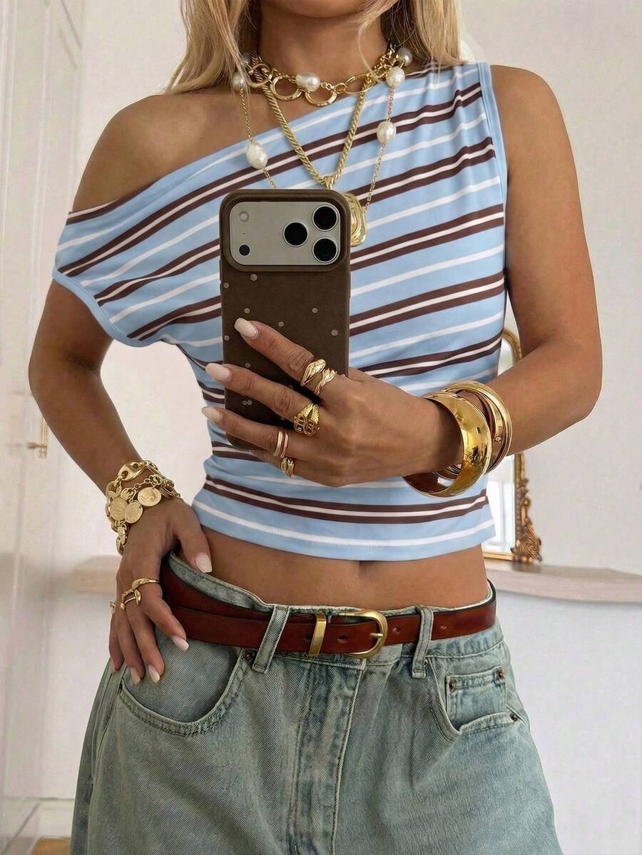 Top Cropped Feminino - Estilo Minimalista Chic com Estampa Poá