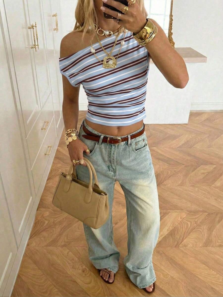 Top Cropped Feminino - Estilo Minimalista Chic com Estampa Poá