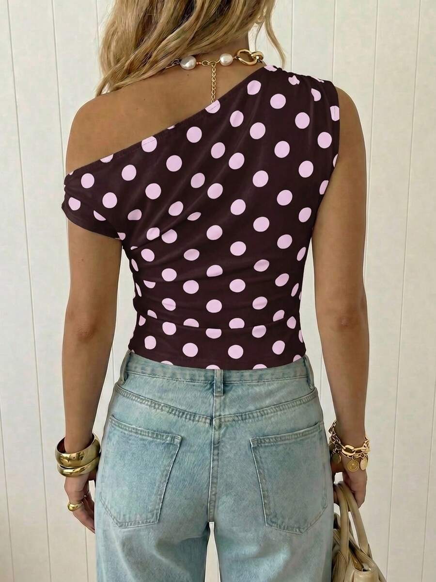 Top Cropped Feminino - Estilo Minimalista Chic com Estampa Poá