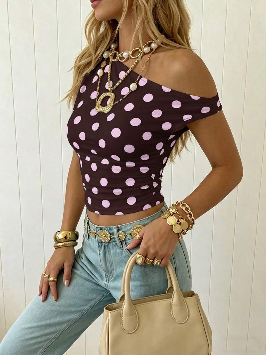 Top Cropped Feminino - Estilo Minimalista Chic com Estampa Poá