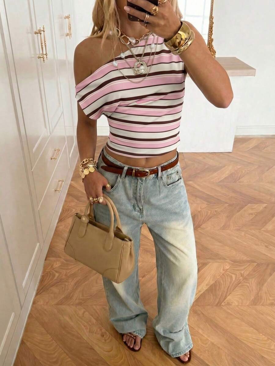 Top Cropped Feminino - Estilo Minimalista Chic com Estampa Poá
