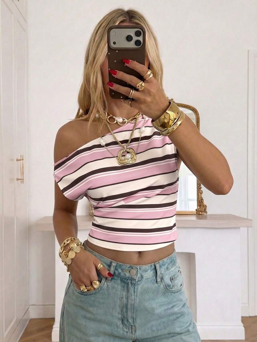 Top Cropped Feminino - Estilo Minimalista Chic com Estampa Poá