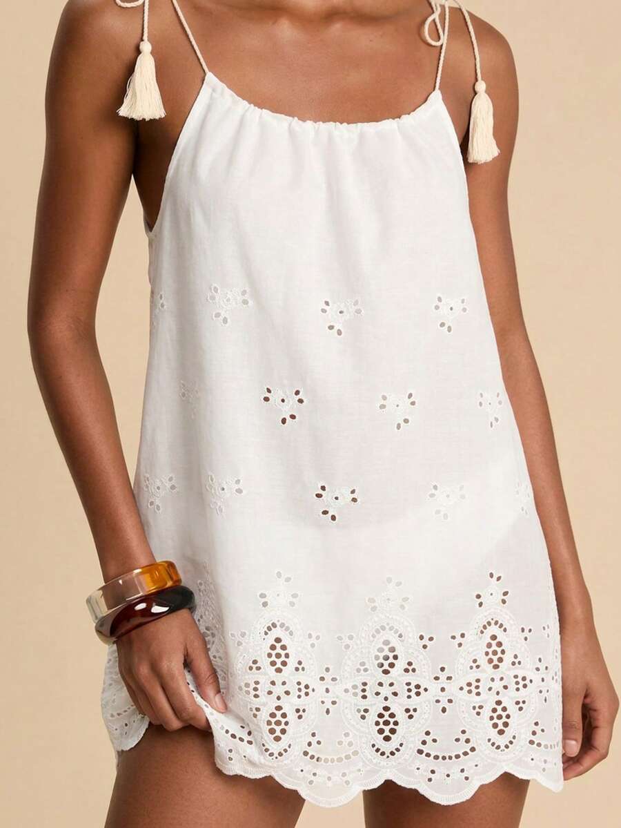 Vestido de Praia Feminino - Estampa de Palmeira e Detalhe de Nó