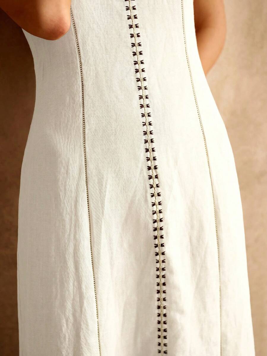 Vestido de Verão Feminino - Linho Misto com Bainha Dividida