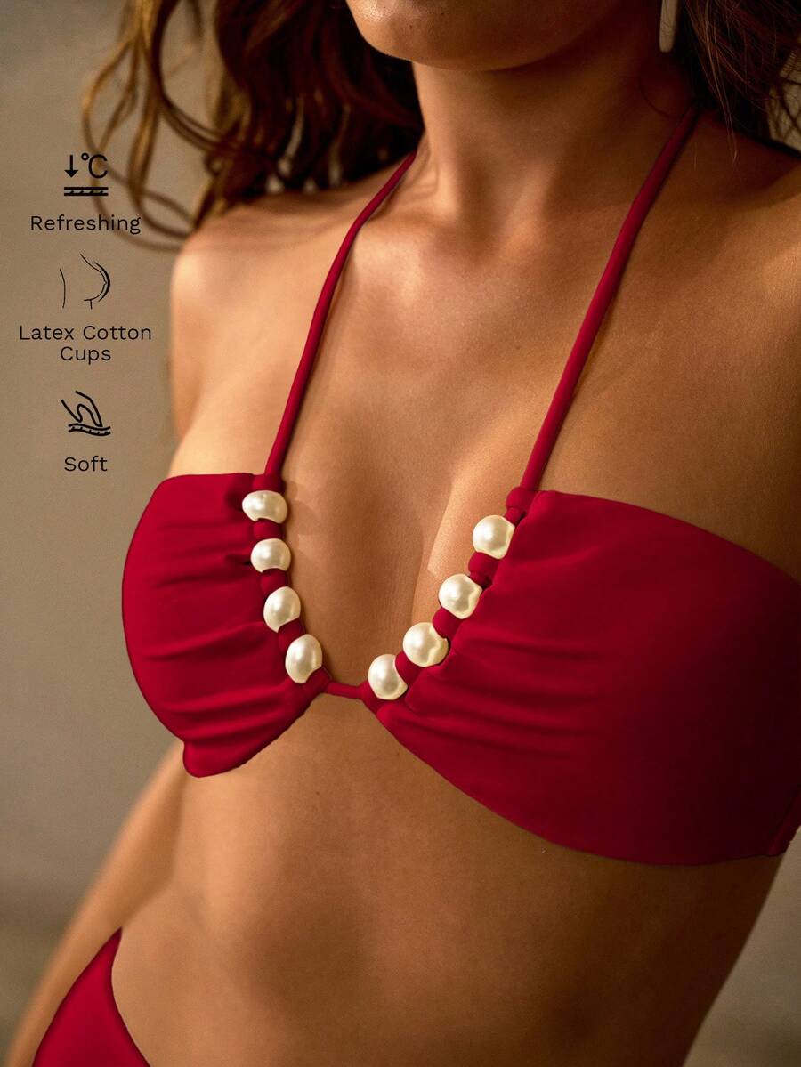Conjunto de Maiô com Pérolas - Estilo Elegante e Confortável