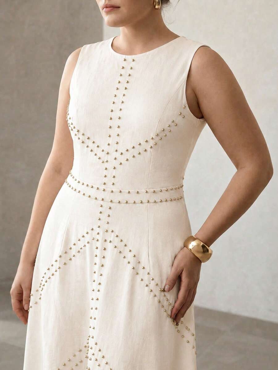 Vestido Elegante Plus Size - Personalizado com Rebites Premium