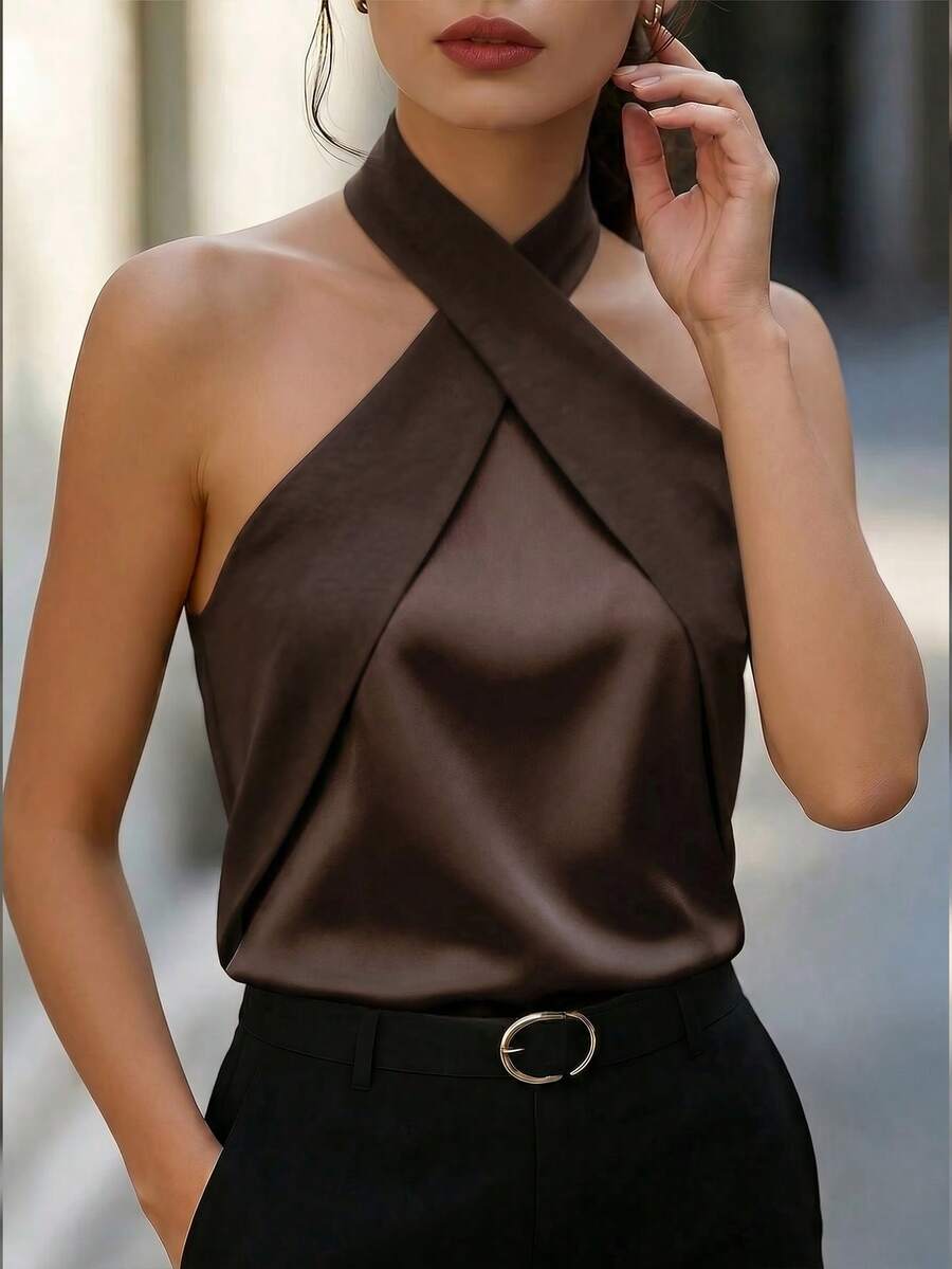 Camisa Elegante de Blocos de Cor - Tecido Confortável