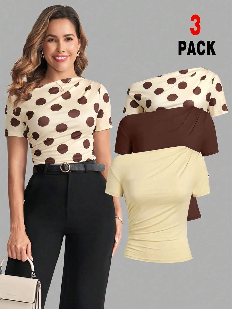Camiseta Feminina Ajustada - Design Assimétrico e Manga Curta