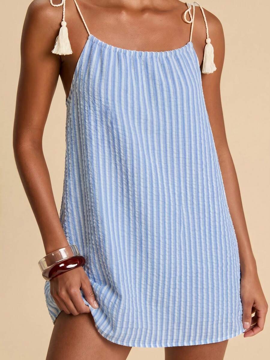 Vestido de Praia Feminino - Estampa de Palmeira e Detalhe de Nó