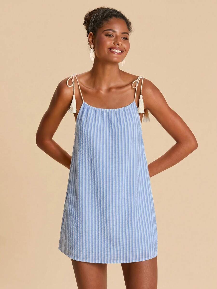 Vestido de Praia Feminino - Estampa de Palmeira e Detalhe de Nó