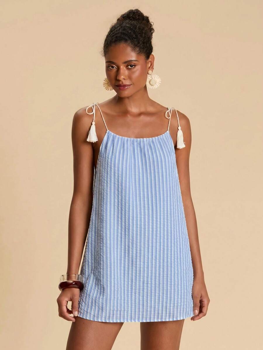 Vestido de Praia Feminino - Estampa de Palmeira e Detalhe de Nó