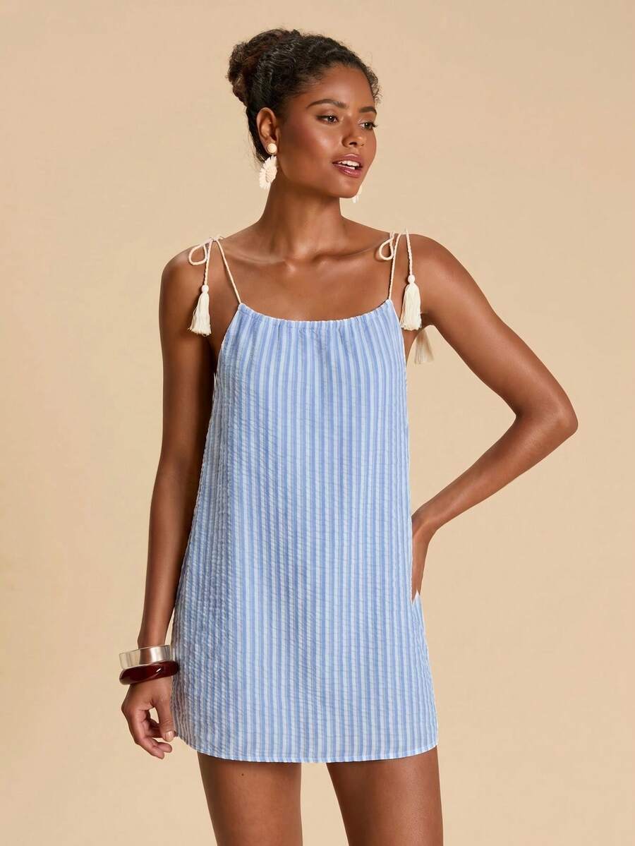 Vestido de Praia Feminino - Estampa de Palmeira e Detalhe de Nó