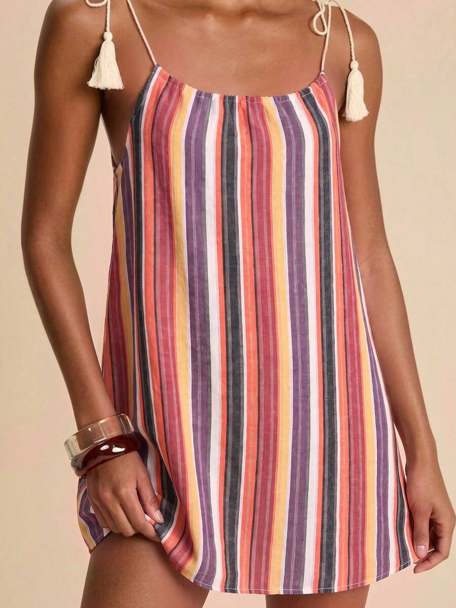 Vestido de Praia Feminino - Estampa de Palmeira e Detalhe de Nó